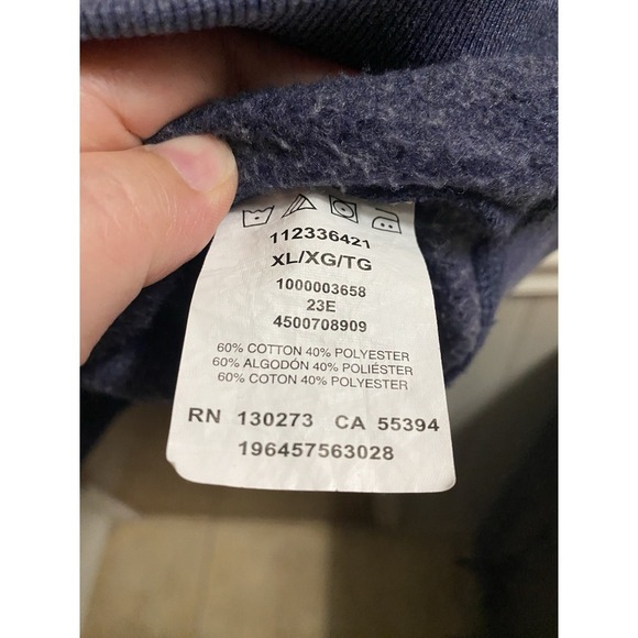 WRANGLER MEN'S LOGO SLEEVE HOODED SWEATSHIRT SCRIPT WRITING SIZE XL NAVY - Picture 6 of 11